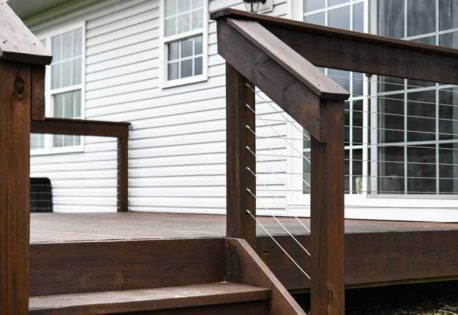 Cable railing system with wood posts