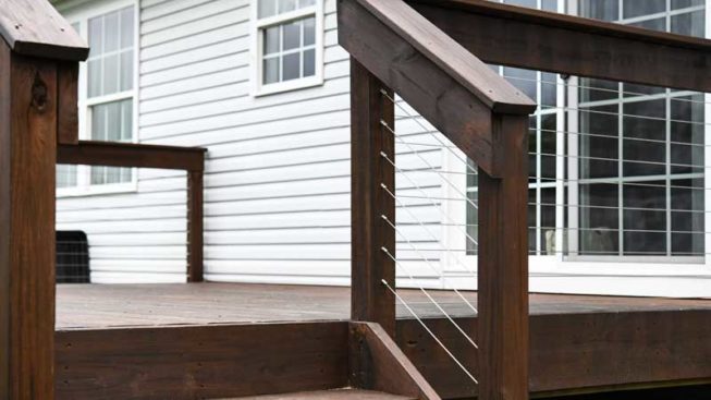 Cable railing system with wood posts