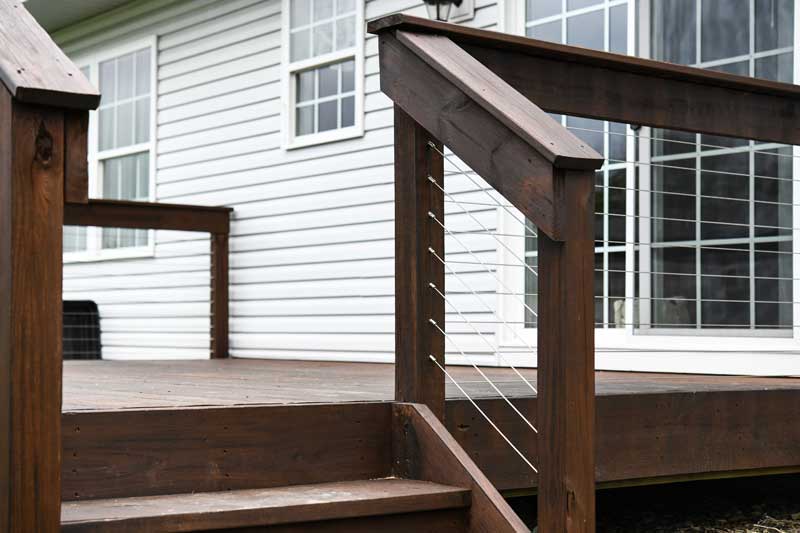 Cable railing system with wood posts
